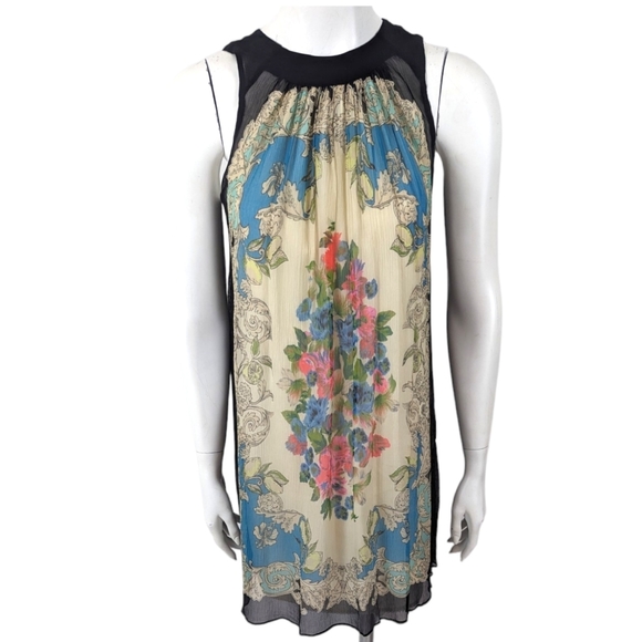 Anthropologie Dresses & Skirts - Anthropologie Moulinette Soeurs Silk Trapeze Swing Dress Womens 2 Floral Black